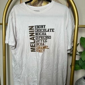 Trendy White Tee with Brown Text